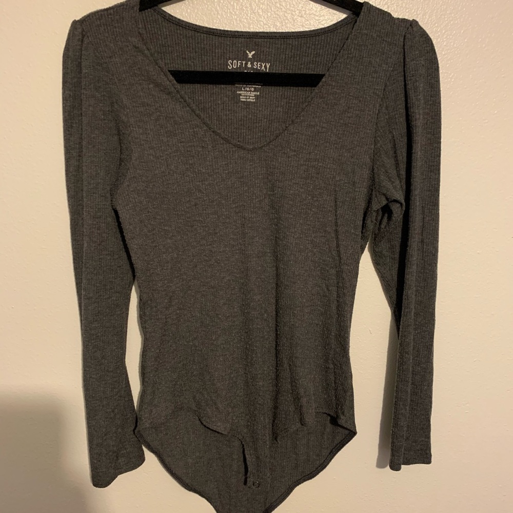 Grey ribbed bodysuit